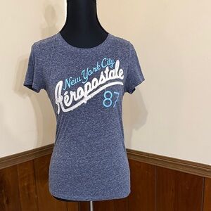 Aeropostale New York City 87 Graphic Tee Blue Burnout T-Shirt M”